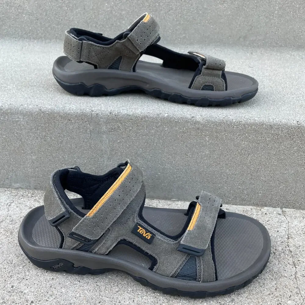 Teva Katavi Sandals Men 9 Grey Suede Outdoor Hiking Travel Adventure Comfort New